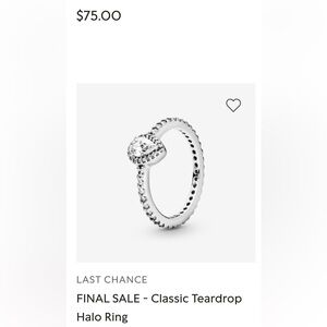 Pandora Classic Teardrop Halo Ring